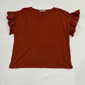 Peruvian Connection Short Sleeve Top in Rust size small